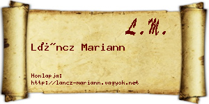 Láncz Mariann névjegykártya