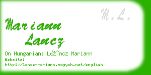 mariann lancz business card